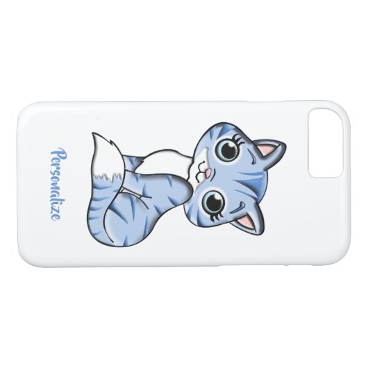 Schattige blauwe Kitten Big Eyes personaliseer Case-Mate iPhone Case (Achterkant (Horizontaal))
