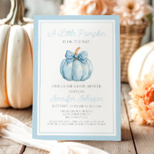 Schattige Blauwe Kleine Pompoen Jongen Baby Shower
