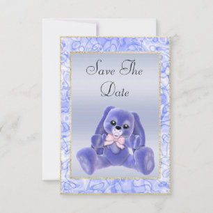 Schattige Blauwe Konijn Save The Date Baby Shower