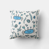 Schattige Blauwe Krab Shell Zee Dier Meisje Sierku Kussen (Achterkant)