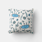 Schattige Blauwe Krab Shell Zee Dier Meisje Sierku Kussen (Voorkant)