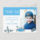 Schattige Blauwe Krab Zee Dieren Jongen Foto Verja Briefkaart (Voorkant)