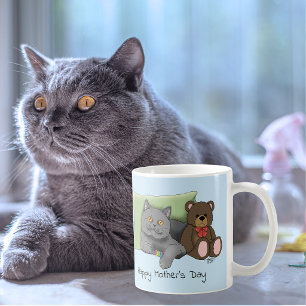 Schattige Blauwe Lieve Grijze Beste Kattenmoeder M Koffiemok