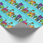 Schattige Blauwe Makelaar en Inwoning Cadeaupapier (Hoek)