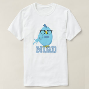 Schattige Blauwe Nerd Vogel T-shirt