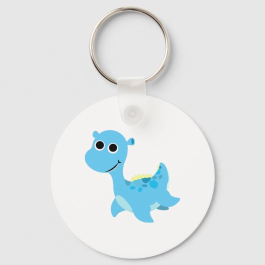 Schattige Blauwe Nessie Sleutelhanger (Voorkant)