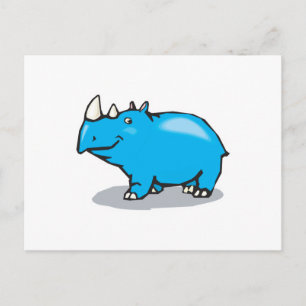 schattige blauwe neushoorn briefkaart