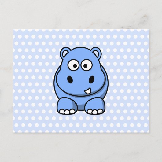 Schattige Blauwe Nijlpaard Briefkaart (Voorkant)