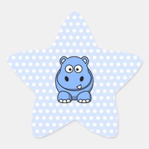 Schattige Blauwe Nijlpaard Ster Sticker