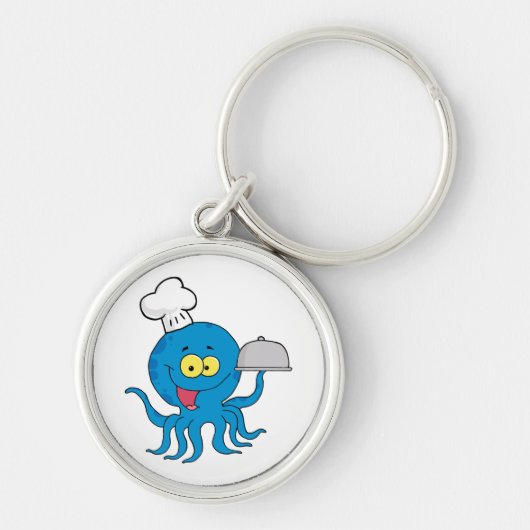 schattige blauwe octopuskok met rooster sleutelhanger (Voorkant)