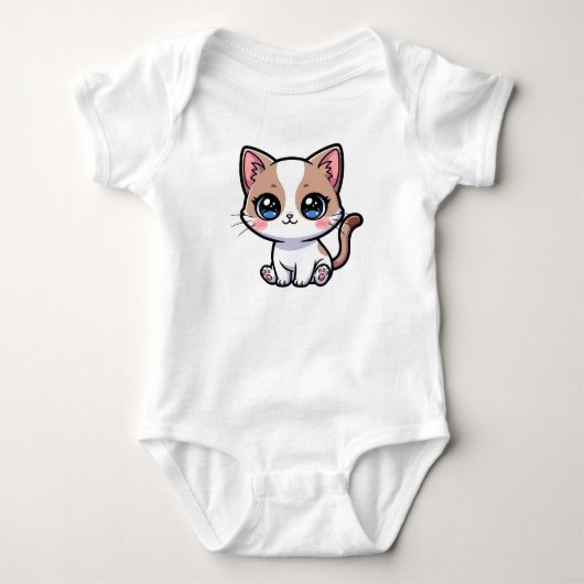 Schattige Blauwe Ogen Kat Cartoon Karakter Romper (Voorkant)