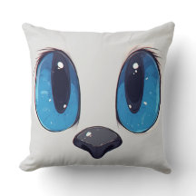 Schattige Blauwe Ogen Kat Gezicht Schattig Kawaii 
