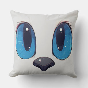 Schattige Blauwe Ogen Kat Gezicht Schattig Kawaii Kussen