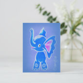 Schattige Blauwe Olifant Briefkaart (Staand voorkant)