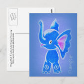 Schattige Blauwe Olifant Briefkaart (Voorkant / Achterkant)