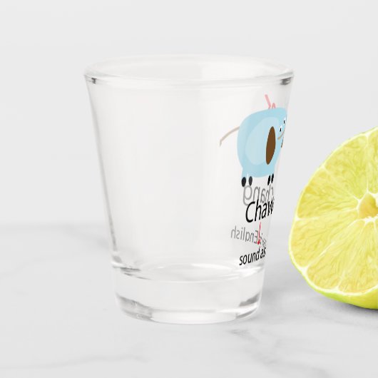 schattige blauwe olifant met Thaise tekst borrelgl Shot Glas (Links)