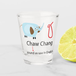 schattige blauwe olifant met Thaise tekst borrelgl Shot Glas