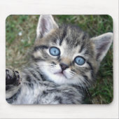 Schattige blauwe-oyed Silver Tabby Kitten Mousepad Muismat (Voorkant)