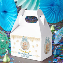 Schattige blauwe peperkoekjongen kerstbal baby sho
