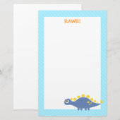Schattige Blauwe Stegosaurus Dinosaurus Voor Kinde Briefpapier (Voorkant / Achterkant)