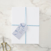 Schattige Blauwe Strik Lint Jongens Baby Shower Cadeaulabel (Met Touw)