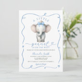 Schattige Blauwe Strik Olifant Pinda Baby Borrel  Kaart (Staand voorkant)