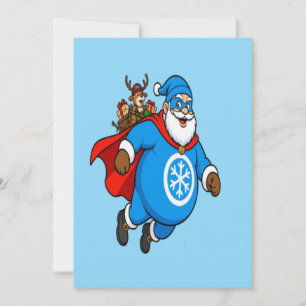 Schattige Blauwe Superhelden Kerstman Kerst Sticke Notitiekaartje