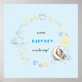 Schattige Blauwe Tafel Confetti Poster