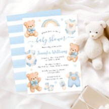 Schattige Blauwe Teddybeer Boho Baby Jongens Showe