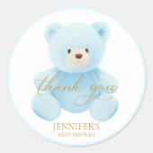Schattige Blauwe Teddybeer Dank je Ronde Sticker (Voorkant)