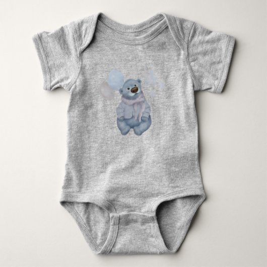 schattige blauwe teddybeer met ballonnen romper (Voorkant)