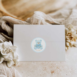Schattige Blauwe Teddydbeer Dank je Ronde Sticker