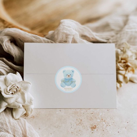Schattige Blauwe Teddyshark Bedankt Ronde Sticker