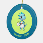 Schattige blauwe tennisdinosaurus keramisch ornament (Links)