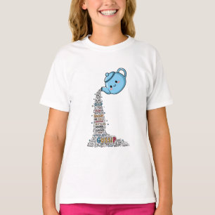 Schattige Blauwe Theepot die roddelpraat Woordwolk T-shirt