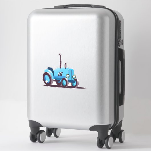 Schattige Blauwe Tractor Sticker (Koffer)