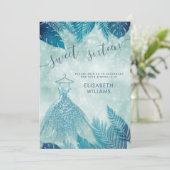 Schattige blauwe tropische bladeren bokeh zoet 16 kaart (Staand voorkant)