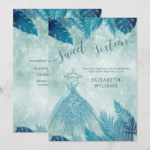 Schattige blauwe tropische bladeren bokeh zoet 16 kaart (Voorkant / Achterkant)