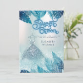 Schattige blauwe tropische bladeren zoet 16 kaart (Staand voorkant)