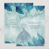 Schattige blauwe tropische bladeren , zoet 16 kaart (Voorkant / Achterkant)