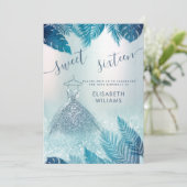 Schattige blauwe tropische bladeren zoet 16 kaart (Staand voorkant)