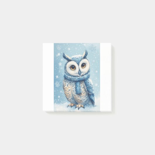 Schattige Blauwe Uil Post-it® Notes (Voorkant)