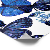 schattige blauwe vlinders met glitter poster (Hoek)