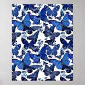 schattige blauwe vlinders met glitter poster (Voorkant)