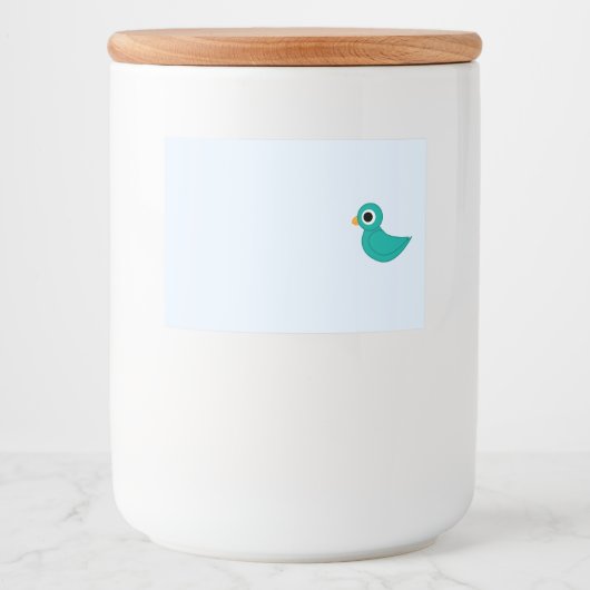 Schattige blauwe vogel voedselcontainer etiket (Voorkant)