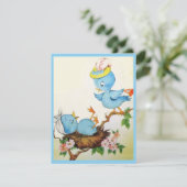 Schattige  Blauwe Vogels Vlakke Kaart (Staand voorkant)