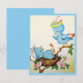 Schattige  Blauwe Vogels Vlakke Kaart (Voorkant / Achterkant)
