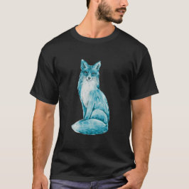 Schattige Blauwe Vos Cartoon met Glans T-shirt