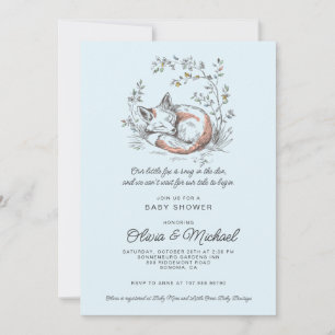 Schattige Blauwe Vos Jongens Baby Shower Kaart