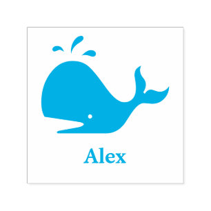 Schattige Blauwe Walvis 4Alex (Naam) Zelfinktende Stempel